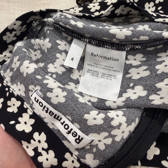 Reformation Floral Black and White Midi Skirt - Picture 3 of 4